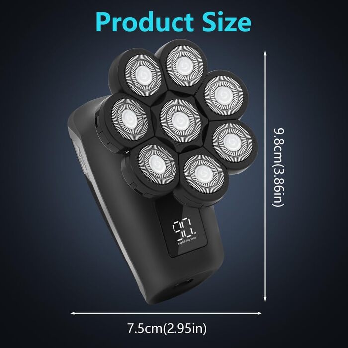 Електричний голчастий бритва OFFCUP для чоловіків, водонепроникний IPX6, з 9D головкою, LED дисплеєм та тримером для носа (5 в 1)