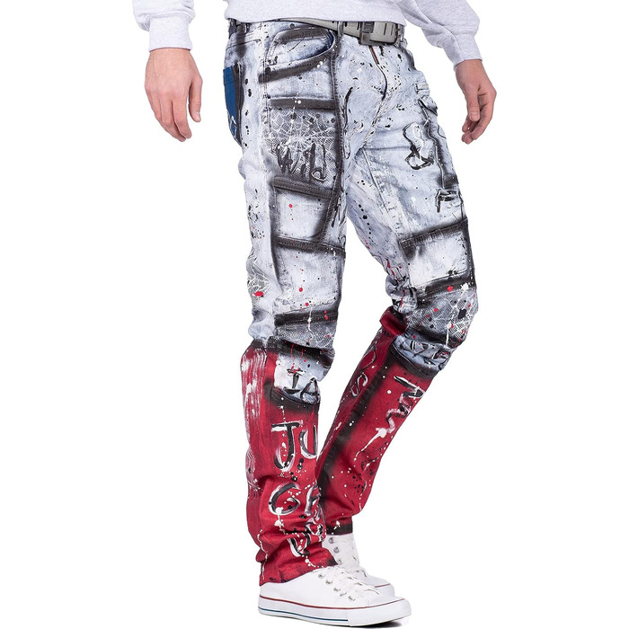 Чоловічі джинси Cipo & Baxx Iceblue Slim Fit 31W/34L з потертостями та стразами