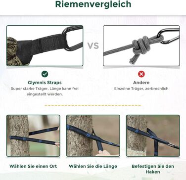 Гамак туристичний Ultraleicht Glymnis для відпочинку на природі, 275x140 см, 300 кг, темно-зелений/коричневий