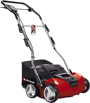 Einhell Electric Scarifier-Aerator GE-SA 1435 (1400W, 35cm working width, up to 3-9mm working depth, adjustable height pole, 28L collection bag, including aerator roller)