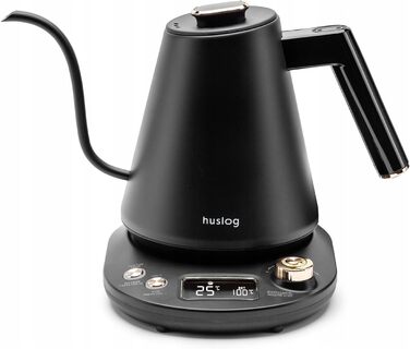 Huslog Electric Gooseneck Kettle with Temperature Control - 1 Liter, Black