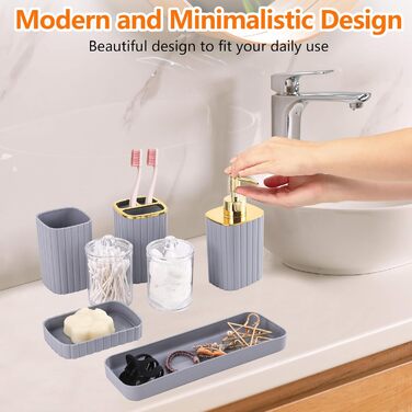 Набір аксесуарів для ванної кімнати RotateGold-Gray (10 шт., сірий)