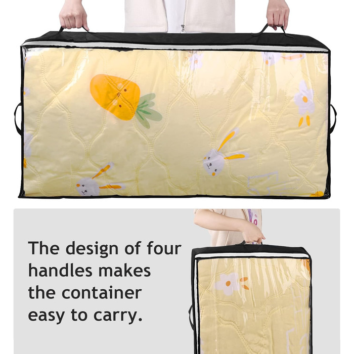 Комод-органайзер під ліжко Budding Joy (4 шт, чорний), 90л, з кришкою для одягу та постільної білизни