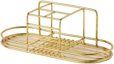 Toothbrush holder with cup, holder for electric toothbrush, toothpaste, stainless steel, bathroom stand or wall mount, with 2 cups (Gold)