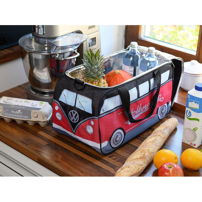 VW Collection - Volkswagen Hippie Bus T1 Camper Van Cooler Bag 25L (Red/Black)