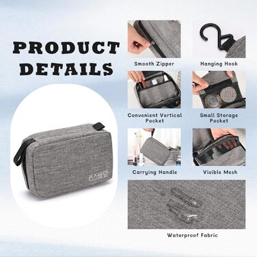 Чоловіча/жіноча косметичка для подорожей з гачком, велика, фіолетового кольору