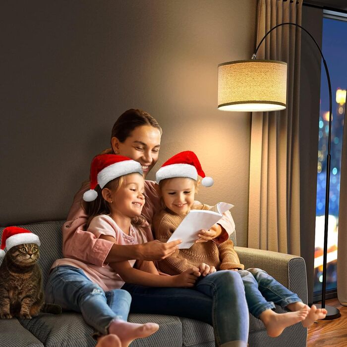 Торшер для вітальні JASMIN I з LED E27, тканинний абажур 33 см, вимикач на нозі, вінтажний стиль, підходить для спальні, готелю