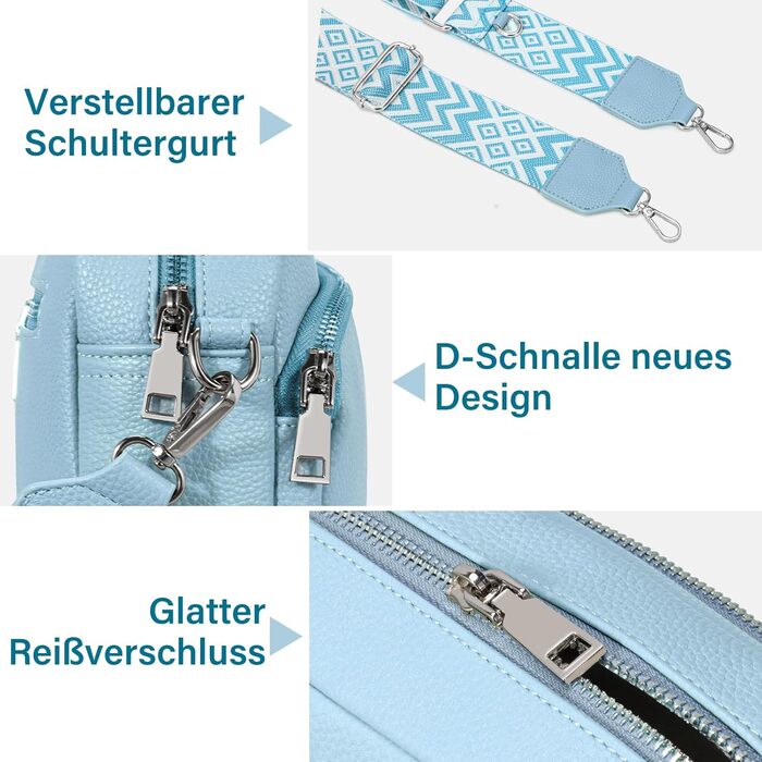 Сумка жіноча через плече маленька PU шкіра кросбоді Eisblau-b зі знімним ремінцем
