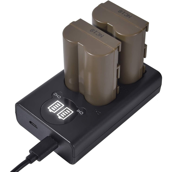 Запасна батарея DSTE 2X BP-511 + подвійне USB-зарядне пристрій з LCD-дисплеєм для Canon EOS (10D, 20Da, 300D, 30D, 40D, 50D, D30, D60, DM-MV100Xi, DM-MV430, DM-MV450, DM-MVX1i)