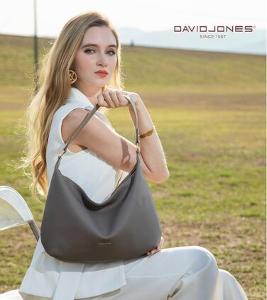 Сумка жіноча David Jones Hobo Shopper - велика шопер-сумка з м'якої PU шкіри, чорна. Сумка на плече та ручку для повсякденного використання, роботи