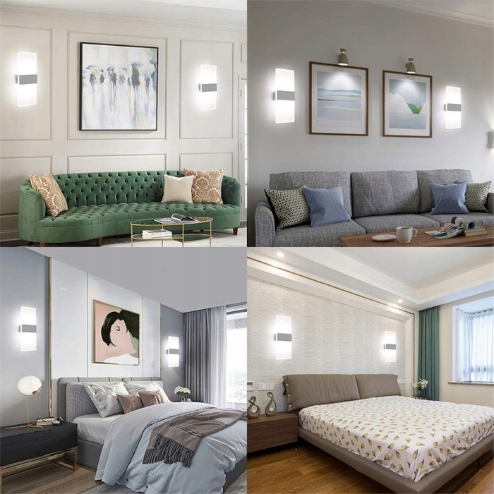 Набір із 2 настінних LED-бра для спальні та вітальні, 12W, 6000K