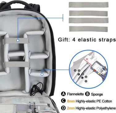 Рюкзак для фотокамери CADeN: водонепроникний, для Canon, Nikon, Sony, 2 DSLR, 7 об'єктивів, штатив, чорний