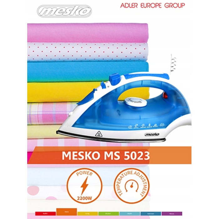 Парова праска Mesko 5023, 2200 Вт, сталева підошва