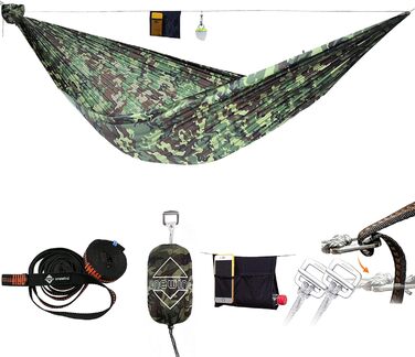onewind Long Ultra-Light Camping Hammock for Backpackers, Portable, Compact, Ideal for Hiking, Camping, Travel (Camo, 335cm * 140cm)