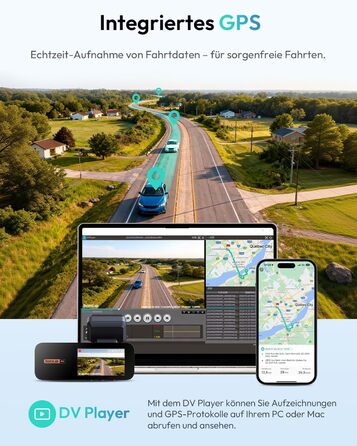 Автомобільний відеореєстратор BOTSLAB G980H 4K Dual (передній та задній), GPS, WiFi, ADAS, нічна зйомка, кут 170°, IPS дисплей 2.45