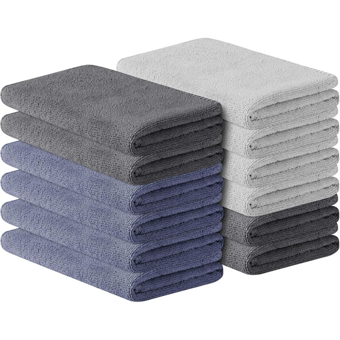 Мікрофібровий рушник URAQT, набір 12 шт. Швидковисихаючі рушники з мікрофібри для сауни, фітнесу, спорту, подорожей - рушник для фітнесу, спортивний рушник, пляжний рушник, 30x30 см