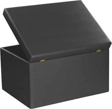 Large Wooden Box with Lid - All-Purpose Wooden Box - Storage Box | Toy Chest - Gift Packaging | Decorative Box for Crafts FSC® (Black, approx. 40 x 30 x 24 cm | XL)