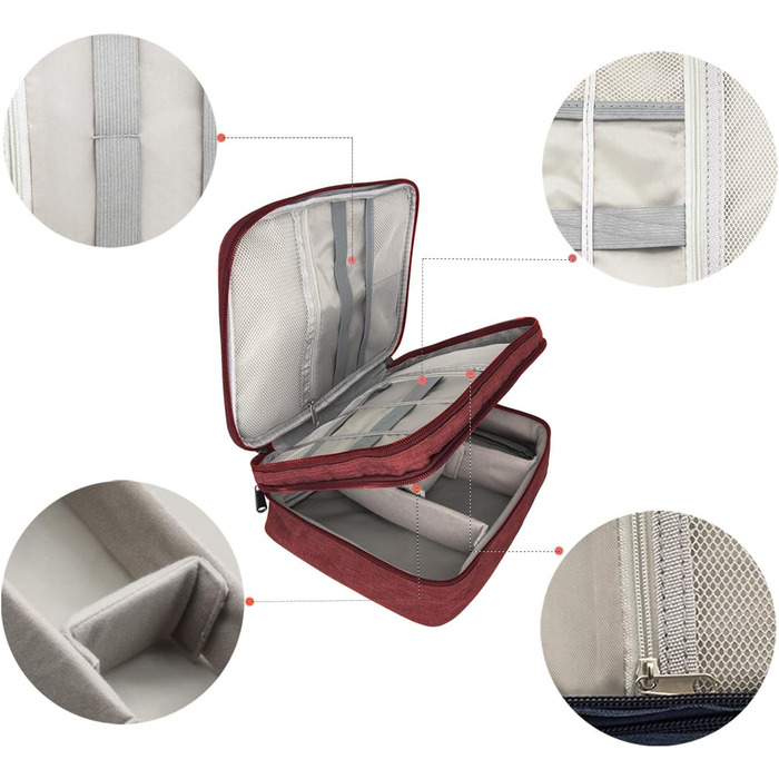 Водонепроникна сумка-органайзер для кабелів та електроніки Ruyosn (червона)