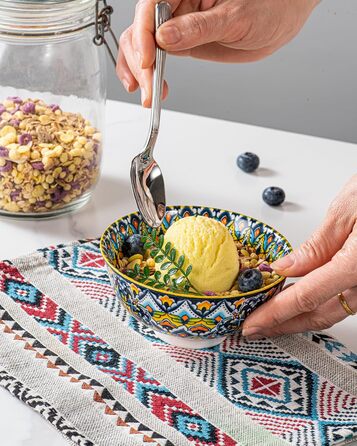 Набір керамічних мисок HENXFEN для мюслі, супу, салату та пасти (6 шт.) - богемний стиль