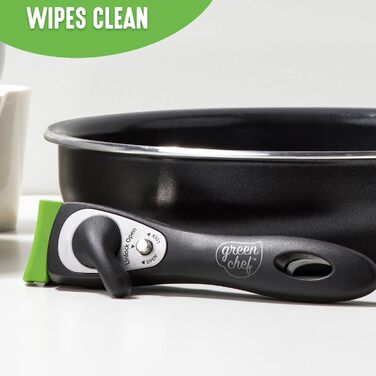 Набір каструль GreenChef ClickPan 3 шт, керамічне антипригарне покриття, знімна ручка, PFAS-free, для індукції, посудомийки, чорний