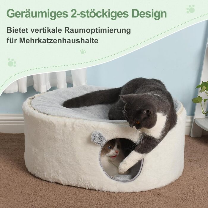 Кітчеве ліжко GUUSII HOME для котів: затишна печерка, м'яке гніздо, 60x45x27 см