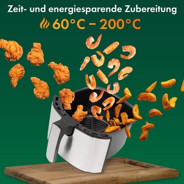 Аерофритюрниця ProfiCook 5,5 л, 1400 Вт, нержавійка, LED, 7 програм, без олії, для картоплі та нагетсів