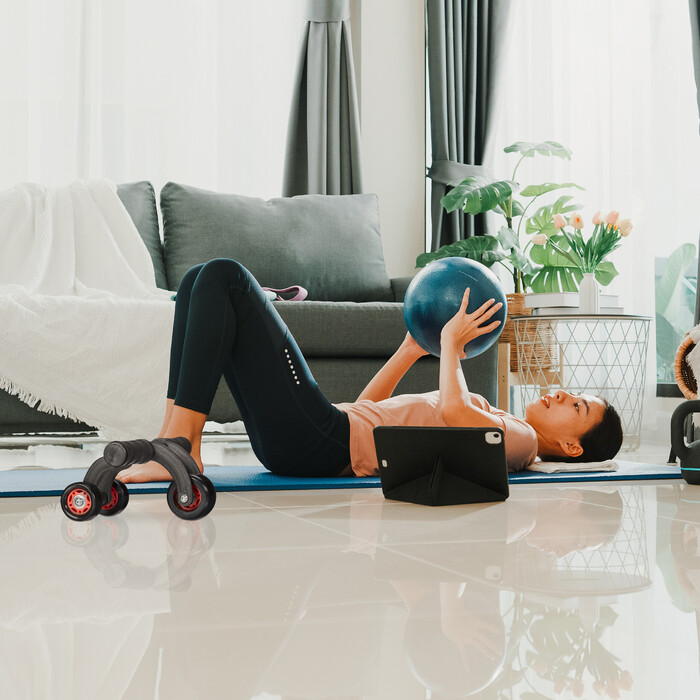 Relaxdays Ab Roller 3 Wheels with Knee Pad
