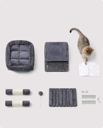 Feandrea Cat Tree Small, 67 cm Cat Tree, Cat House for Kittens up to 3 kg, Large Platform, Sisal Posts, PCT611W01 (Smoke Grey)