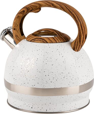 Чайник для води Induktion Karl Hausmann 3L з білого мармуру - автоматичний свисток, нержавіюча сталь, підходить для всіх типів плит