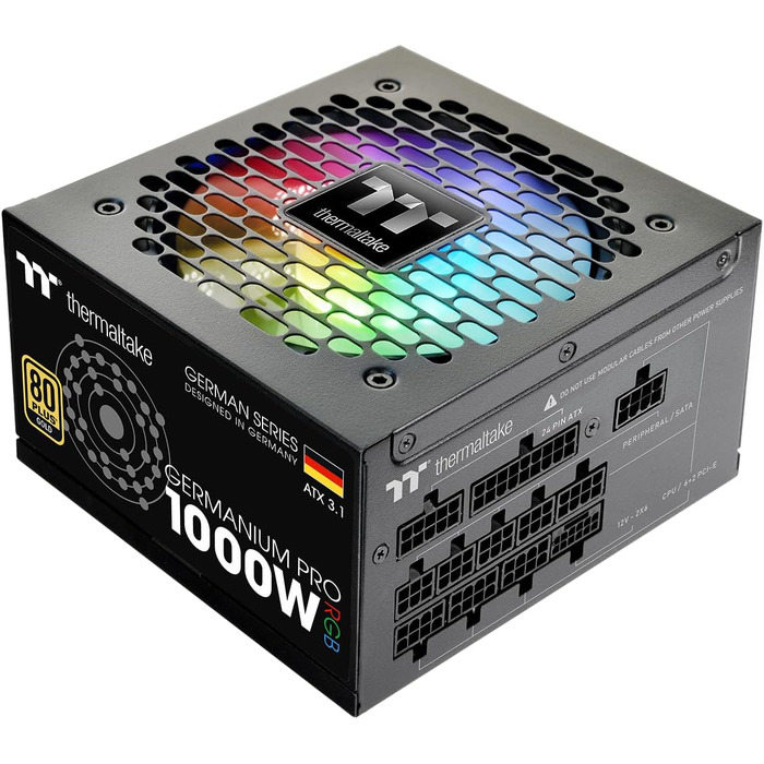 Блок живлення Thermaltake Hamburg Germanium Pro 1000W, ATX 3.1, PCIe 5.1, 80Plus White, низький рівень шуму