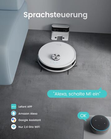 Робот-пилосос LEFANT 4000Pa з LiDAR-навігацією, 2-в-1, керування через Alexa/App/WiFi, для видалення шерсті тварин та прибирання килимів