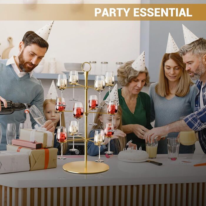 Набір для шампанського CLOPAE, 3 яруси, 12 келихів, металевий барний стійка для келихів, для вечірок, весіль, барів