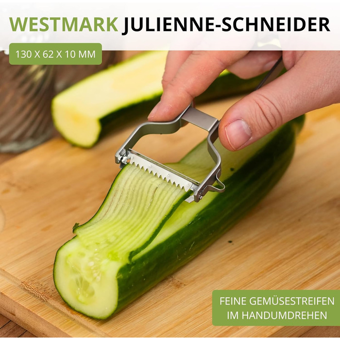 Овочечистка Westmark Julienne для ідеальної нарізки соломкою: для супів, воку, лівші та правші, нержавіюча сталь