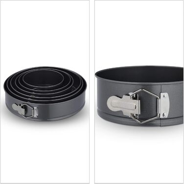 Набір форм для випічки Relaxdays, 6 шт., Ø 14-28 см, нержавіюча сталь, антипригарне покриття, антрацит