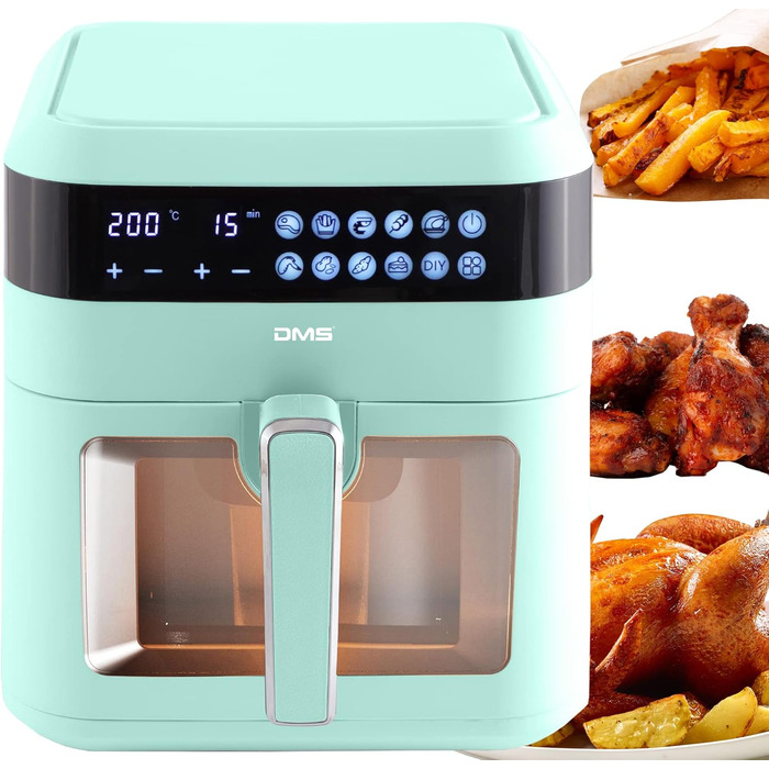 Фритюрниця Heißluftfritteuse DMS XXXL 7L Green з цифровим дисплеєм та 10 програмами | Фритюрниця, духовка, гриль | Без олії