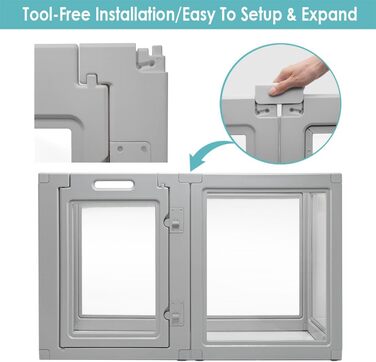 Забіг для собак Front Row: міцний, прозорий, з 6 панелями, 76,2 см, для дому та саду, легко збирається, складається, сірий, для собак маленьких та середніх порід