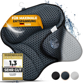 Bathtub Pillow – [TESTED QUALITY] - includes 6 extra strong suction cups – bath pillow with ergonomic fit for neck and back – high-quality neck pillow – [INCLUDES extra carrying bag] (Gray)