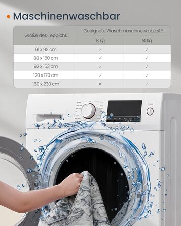 Килим SONGMICS HOME Vintage, 120x170 см, для вітальні, спальні, кухні, коридору, їдальні, сірий (TAR032G01)