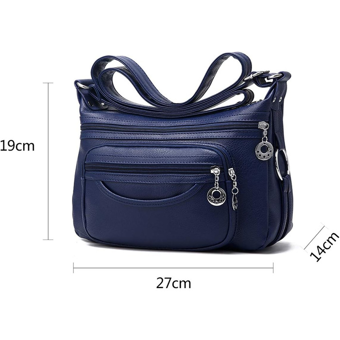 Сумка жіноча через плече NOTAG з PU шкіри, блакитна: легка сумка-месенджер з кількома кишенями