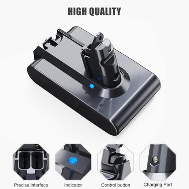 Замінний акумулятор 6000mAh для пилососа Dyson V6 (DC62, DC58, DC59, DC61, DC72, DC74, SV03, SV05, SV06, SV07, SV09) Animal, Absolute, Motorhead, Fluffy + 2 фільтри + 1 щітка