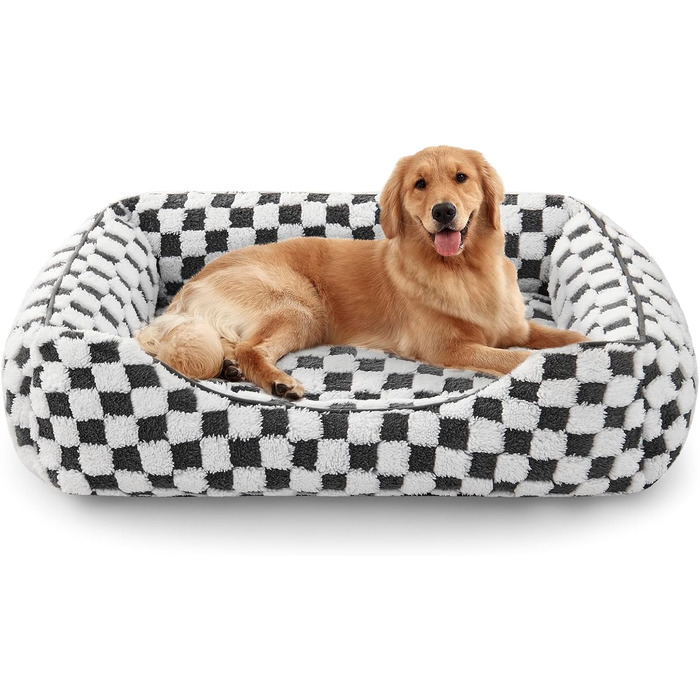 FURTIME Dog Bed - Large Dogs, Non-Slip Dog Beds, Washable Dog Basket, Anti-Anxiety Plush Dog Bed, Suitable for Large Labrador Retrievers, German Shepherds, 89×63×23 cm