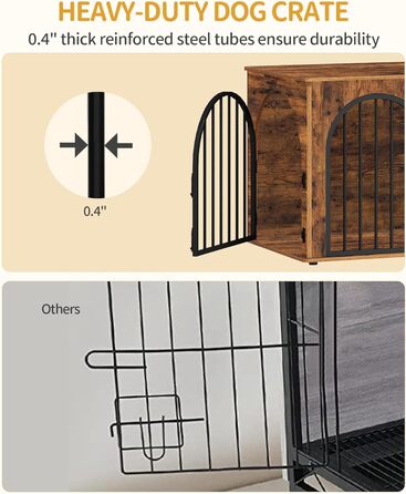 Клітка для собак Hzuaneri, 100 см, 3 двері, сучасний дизайн, для дому, висока міцність, 100 x 60 x 63 см, вінтажний колір, DFC84101B