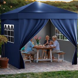 YITAHOME Outdoor Pop-Up Gazebo with Sides, Folding Gazebo, Waterproof Foldable Garden Gazebo for All Seasons, Camping Gazebo, Anti-UV with Free Adjustable Height for Parties, Markets (Blue, 3x3 Meters)