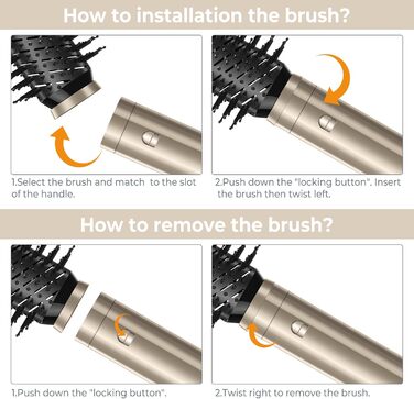 Набір для укладки волосся 6 в 1: стайлер, фен-щітка, плойка, термощітка, випрямляч, 110000 об/хв, для всіх типів волосся, золото