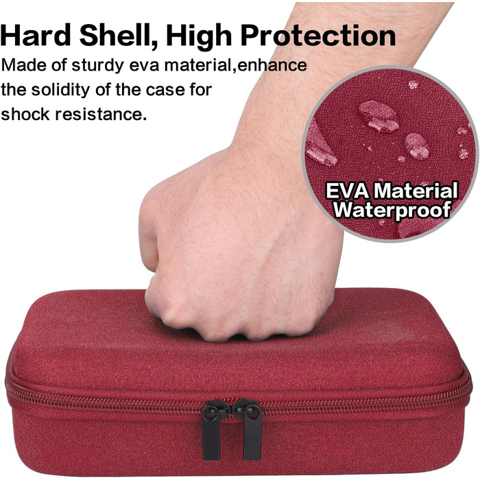 Органайзер для кабелів Teskyer, водонепроникний, жорсткий корпус, велика місткість, для подорожей (Вишневий, Середній 14 x 22 x 6,5 см)