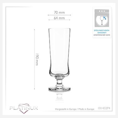 Набір келихів для коктейлів PLATINUX Elegante Crystalline 300 мл, 4 шт. для лонг дринків, кави та коктейлів