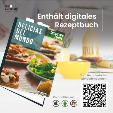 Електронні кухонні ваги Boston Tech HK105 з чашею зі сталі, до 5 кг, LCD-дисплей, функція тари, водонепроникні