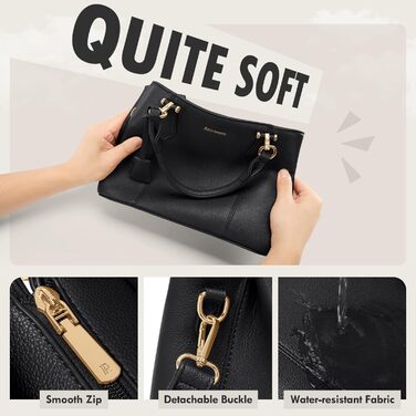 Сумка жіноча RAINSMORE середнього розміру з екошкіри, чорна. Сумка-тоут, сумка на плече, сумка через плече.