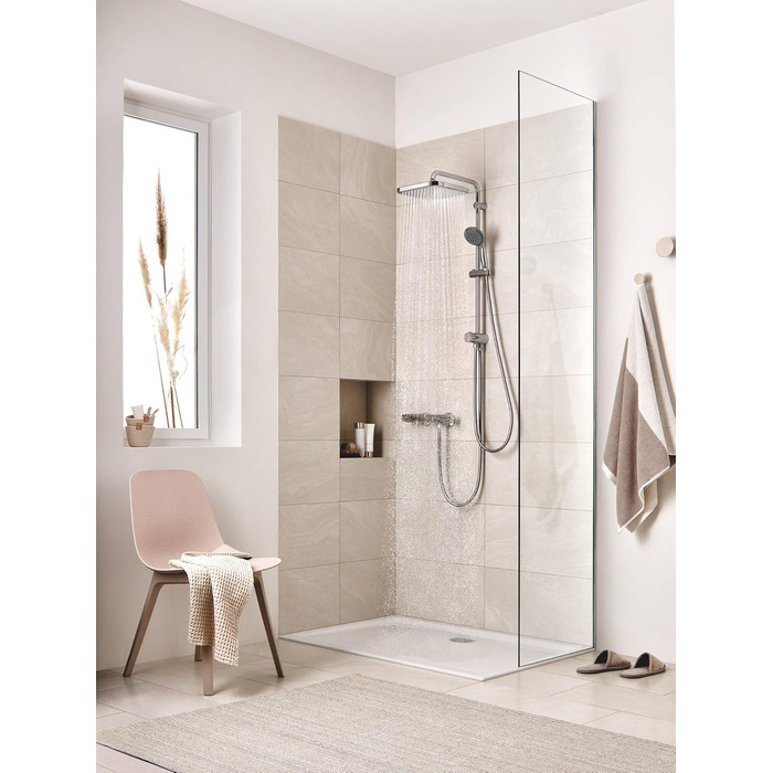 GROHE Vitalio Start 250 Showerhead (water-saving, anti-limescale system, durable surface), chrome, 26815000 (square)