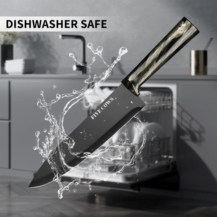 Набір кухонних ножів Messerblock з 16 предметів, з дощечкою, захистом пальців, точилкою та кухонними ножицями, професійний набір для дому (зелений, чорний)